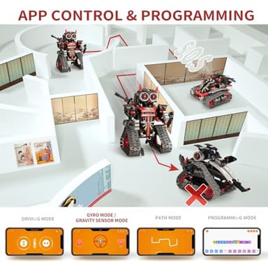 Opmind 5 in 1 STEM RC Robot Building Kit, APP & Remote Control Samurai/Ninja Blocks 419 Pcs, Erector Set RC Toy for Kids, DIY Build Science Educational Gift for Age 6 7 8 9 10 11 12+ Boys & Girls - Image 4