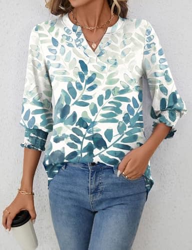 LOMON Women's 2025 Fashion Tops 3/4 Length Sleeve Business Casual Blouses Summer Tees Shirts - Image 6