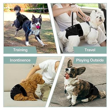 Grecle Washable Female Dog Diapers - Premium Reusable Diapers for Doggie in Heat - Highly Absorbent Dog Diapers Female for Pet Incontinence with Adjustable Snaps(Black, L) - Image 6