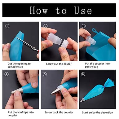 Piping Bags and Tips Set, 100Pcs 12 Inch Pastry Bags, Icing Bags Disposable for Cakes Decorating Kit Supplies with 1 Reusable Piping Bags, 1 Couplers, 12 Frosting Tips, 2 Bag Ties, 3 Cake Scraper - Image 6