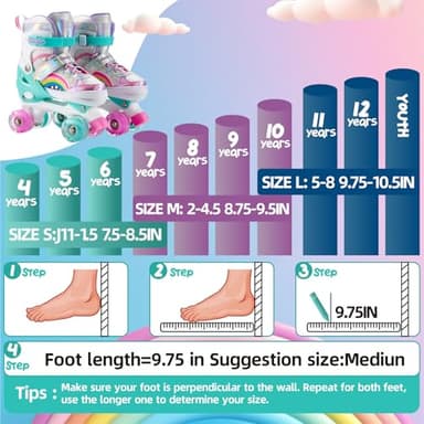 SHDSL Girls Roller Skates 4 Size Adjustable Kids Roller Skates for Girls, Purple Pink Roller Skate for Boys Toddlers, Beginner Kids Roller Skate Indoor Outdoor Sports - Image 5
