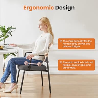 Sweetcrispy Mesh Back Stacking Arm Chairs 1 Pack, Upholstered Fabric Stacking Chairs, Sturdy Metal Stacking Chairs, Easy to Use and Store, Outdoor and Indoor, for Home, Office, Party, Comfy, Grey - Image 6