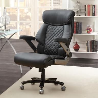 BOSMILLER Big and Tall Office Chair 650lbs for Heavy People with Massage and Heating, Adjustment Lumbar Support Heavy Duty Leather Executive Office Chair with Quiet Wheels - Image 2