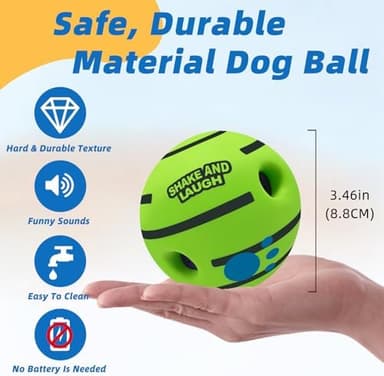 Dog Toys Ball, Interactive Dog Ball, Shaking with Gibbering Sound, for Training & Herding, M, 3.46 in (8.8 cm - Image 3