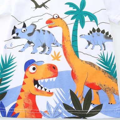 Baby Toddler Boy Clothes Easter Outfits Summer Cotton Short Sleeve Tshirt Tee and Shorts Clothing Set White Dinosaur 2t - Image 4