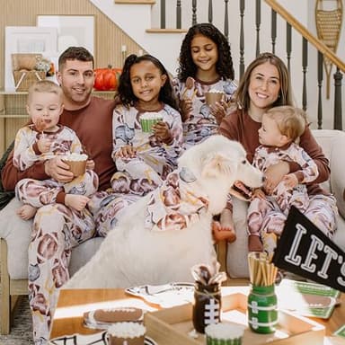 Burt's Bees Baby Family Matching Holiday Pajamas - Organic Cotton PJs for Infants, Toddlers, Kids, Men, and Women Brown - Image 3