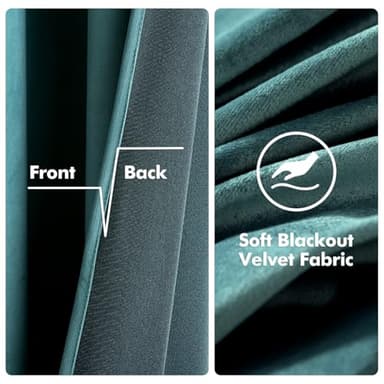 MIULEE 2 Panels Blackout Velvet Curtains Solid Soft Grommet Teal Curtains Thermal Insulated Soundproof Room Darkening Curtains/Drapes/Panels for Living Room Bedroom 52 x 72 Inch - Image 3