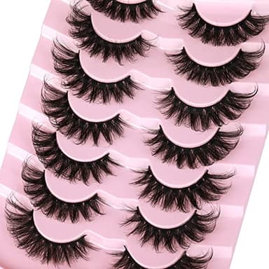 Mink Lashes Fluffy 6D False Eyelashes 17mm Wispy Cat Eye Lashes that Look Like Extensions Strip Lashes Pack - Image 7