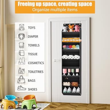 KYEVIS Over The Door Shoe Organizer Storage Fit 16-24 Pairs Hanging Shoe Rack Organiser for Closet Door, Deep Pocket Shoe Holder for Sneakers,Boots Storage(1 Pack Black) - Image 4