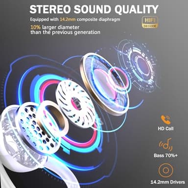 Bluetooth 5.4 Headphones Sport, 2025 Wireless Earbuds Bass Hi-Fi Stereo Over Ear Buds, 56Hrs Noise Cancelling Headset with Earhook, IP7 Waterproof Earphones Workout Running for Laptop Pad Android iOS - Image 2