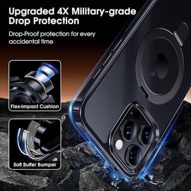 Alphex Titanium Stand Case for iPhone 16 Pro, Polished Black Titanium, Military Grade Drop Protection, Magnetic Stand, Slim 6.3 inch Phone Case - Image 5