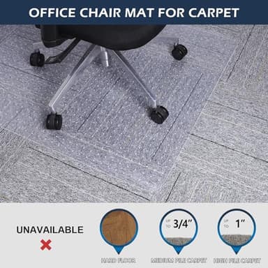 Chair Mat for Carpet, SALLOUS 46" x 60" Office Chair Mat for Carpeted Floors, Heavy Duty Vinyl Floor Mat with Grips, Floor Protector Computer Desk Mat for Home Office (Clear, Rectangular) - Image 4