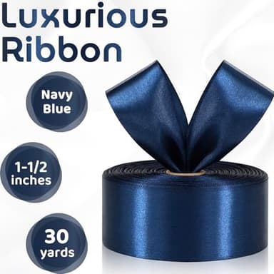 Sagaat Navy Blue Ribbon 1-1/2 Inch 30 Yards Single Face Dark Blue Satin Ribbon for Bouquet Accessories Gift Wrapping Crafts Hair Sewing Wedding Christmas - Image 2