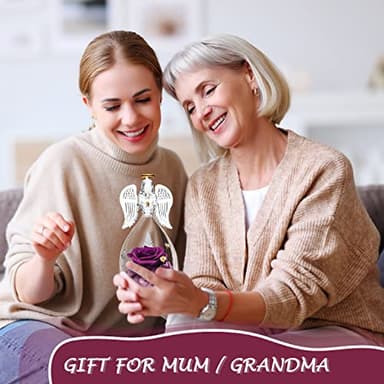 Mothers Day Rose Gifts Glass Angel Figurine with Three Roses Gifts, Preserved Forever Real Rose Gifts for Women, Angel Guardian with Rose for Valentine Day Mothers Day - Image 4