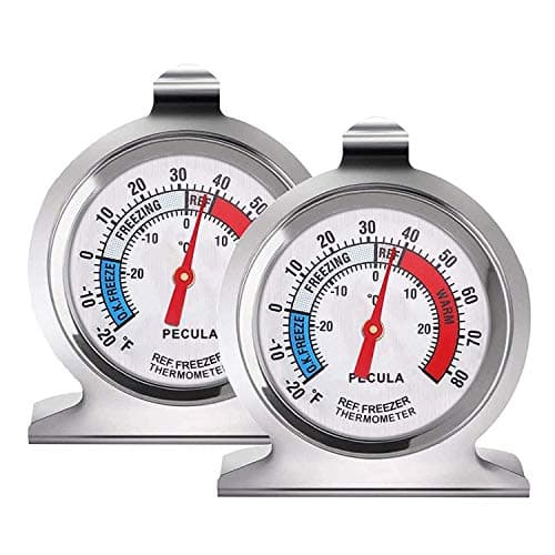 2 Pack Refrigerator Thermometer, 30-30°C/20-80°F, Classic Fridge Thermometer Large Dial with Red Indicator Thermometer for Freezer Refrigerator Cooler - Image 1