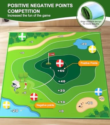 goienu Golf Game: 70"x 70" Plus Size Double Sided Hitting Mat, Ideal Gifts for Kids Adults, 20 Sticky Balls & 10 Darts for Indoor or Backyard Battle Chipping - Image 3