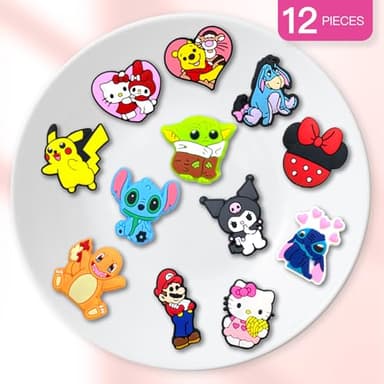 12Pcs Cute Cartoon Focal Beads for Pens, Cartoon Silicone Focal Beads for Making DIY Bead Pens Keychain Jewelry (Cartoon-B) - Image 4