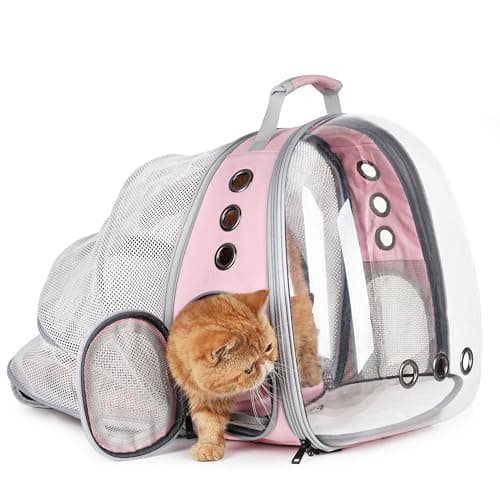 Lollimeow Cat Carrier Backpack, Bubble Expandable Backpack Carrier, Pets and Small Dogs,Airline-Approved, Designed for Travel, Hiking, Walking & Outdoor Use (Back Expandable-Pink) - Image 1