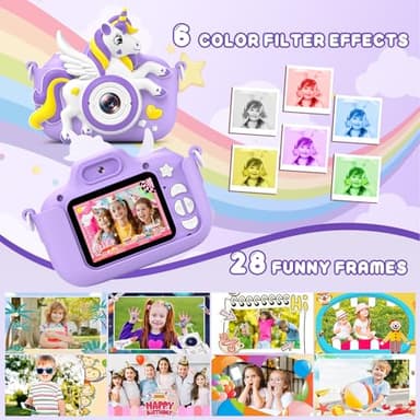 Kids Camera Toys Digital Camera for Kids, Christmas Birthday Gifts for Girls Age 3-12, Selfie 1080P HD Video Digital Camera for 3 4 5 6 7 8 9 10 Year Old Girls with 32GB SD Card - Image 4