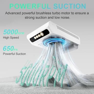 L'UGX Rechargeable Nail Dust Collector, Professional Brushless Turbo Dust Collector Nail Tech, Powerful Dust Suction Machine Manicure Pedicure Tool for Acrylic Nail Polishing, Low Noise, 2Pcs Filters - Image 3