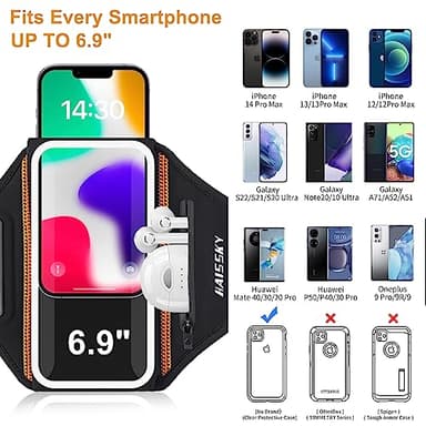 Phone Armband for Running 3D Design Cell Phone Armband with Zipper Pocket for Earbuds Car Keys, Water Resistant Sport Arm Band for iPhone 14 13 12 11 Pro Galaxy S20 S30 Fit Up to 6.9'' with Phone Case - Image 3
