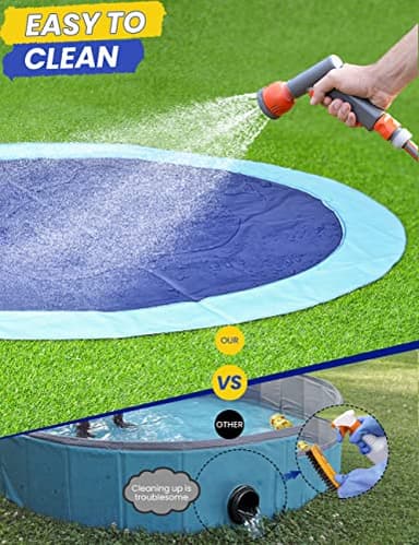 75inch Large Dog Splash Pad Non-Slip, Pet Dogs Cool Sprinkler Pool Heavy Duty L Splash Pads for Kiddie Baby Wading Pool Summer Outdoor Play Water Fun Toy Gift Easy to Use/Clean - Image 5