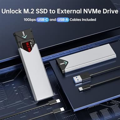 SSK M.2 NVME SATA SSD Enclosure Adapter, USB 3.2 Gen 2 (10 Gbps) to NVME PCI-E SATA M-Key/(B+M) Key Solid State Drive External Enclosure Aluminum Support UASP Trim for SSDs 2242/2260/2280 - Image 2