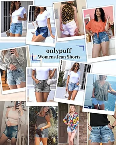 onlypuff Blue Jean Shorts for Women - High Waisted, Ripped, Distressed, Mid Rise - XL - Image 5