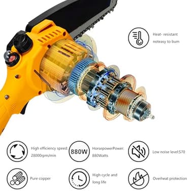 Mini Chainsaw Cordless,6-Inch Battery Portable Handheld Small Electric Chainsaw Oil for Wood Cutting, Courtyard, Garden, Tree Trimming, and Household(2 batterier,2 Chains) - Image 5