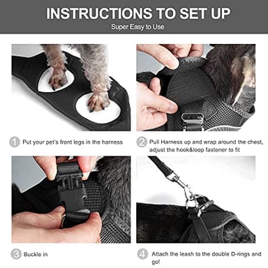 Fida Comfy Dog Harness with Leash, Soft Puppy Vest Escape Proof, Breathable Lightweight Soft Mesh, Adjustable Reflective Step-in Harness for Medium & Large Pet Walking (XL, Black) - Image 5
