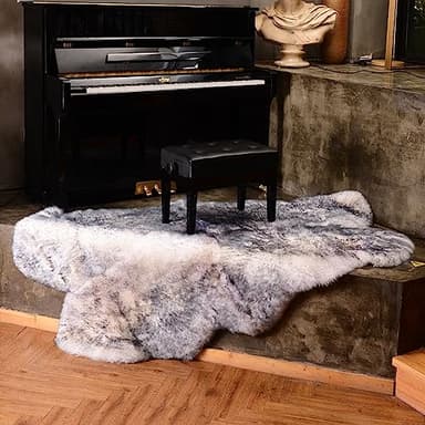 LLB Genuine Sheepskin Area Rug Wool Rug Fur Carpet Fluffy Shaggy Fur Rug for Living Room Kids Bedroom Real Sheepskin Throw Lambskin Rugs Sofa Mat Chair Seat Covers (Snow Grey, 4 x 6 ft Sheepskin) - Image 2