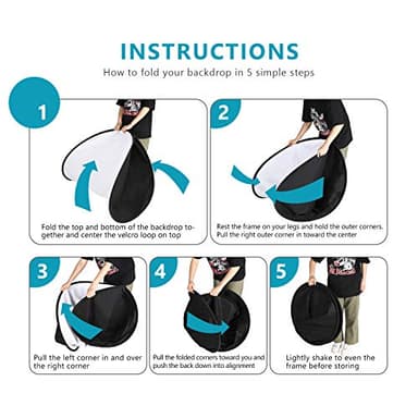 Neewer 5x7ft/1.5x2m Chromakey Foldable Backdrop with Stand 8.5ft/2.6m, 2-in-1 Reversible Black White Green Background Panel for Photography Studio, Live Streaming, Video Calls, Games - Image 3