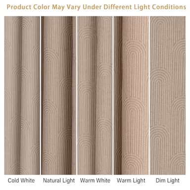 Awellife Boho Shower Curtains for Bathroom Cotton Fabric Touch Beige Bohemian Mid Century Minimalist Arch 72" L X 72" W - Image 7