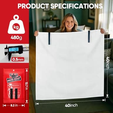 FIVEMAN Emergency Fire Blanket for Home Kitchen -40"x40"- Flame Fiberglass Fire Blankets for House Camping Car Office School Emergency Survival Safety - with Blanket Hook and Glove (1-Pack) - Image 7