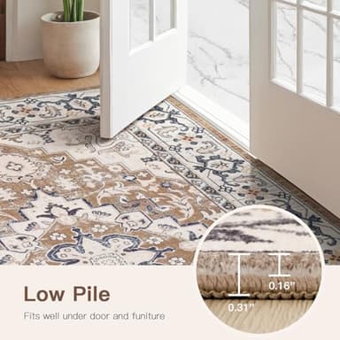 Lofus 5x7 Area Rugs for Living Room, Washable Area Rug, Rugs for Bedroom, Kitchen, Vintage Boho Carpet, Soft Non-Slip, Low Pile Large Area Rug for Office Dining Room, Floral Brown - Image 8
