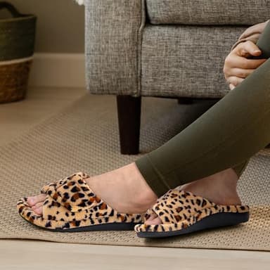 Litfun Women's Orthopedic Slippers with Arch Support Adjustable Open Toe House Shoes for Plantar Fasciitis, Leopard Brown 41 - Image 6