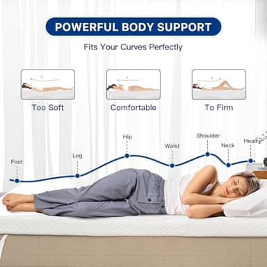 3 Inch Gel Memory Foam Mattress Topper Queen Size, Gel-Infused Mattress Pad Cover for Back Pain,Bed Topper with Removable & Washable Bamboo Cover - Image 5