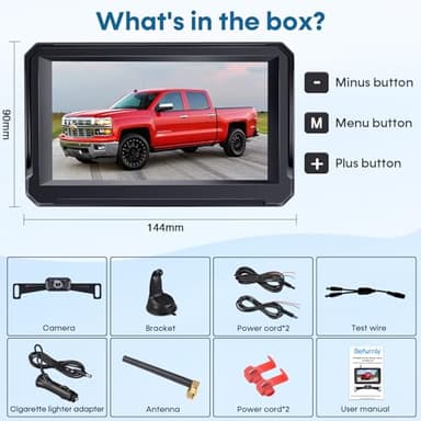 Wireless Backup Camera for Trucks: 5 Inch 1080P HD Display, Backup Camera for Car,Truck, IP69K Waterproof, Night Vision, Dual-Camera Support, DIY Installation, Customizable Parking Lines Befumly H21 - Image 9