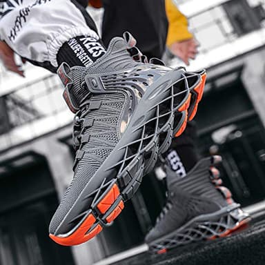 Hello MrLin Men's Running Shoes Non Slip Athletic Tennis Walking Blade Type Sneakers Hip Hop Grey - Image 5