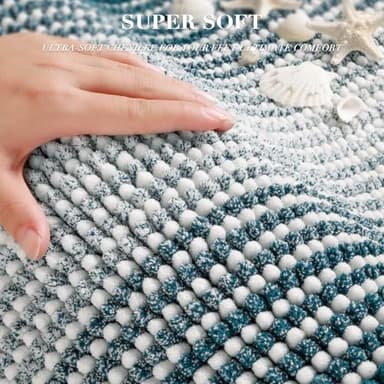 BSICPRO Bathroom Rugs and Mats Sets, 2 Piece Thick Absorbent Chenille Bath Mat Rug Set Non Slip, Soft Shaggy Bath Room Floor Mats for Bathroom, Machine Washable (20" x 60" Plus 20" x 32", Teal) - Image 2