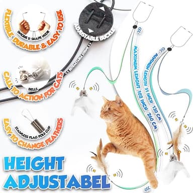 LEKEWPET Retractable Cat Feather Toys 7PCS Refills with Bell, Interactive Doorway Hanging Teaser Toys for Indoor Cats, Kitten Play Exercise Feather Teaser Wands - Image 4