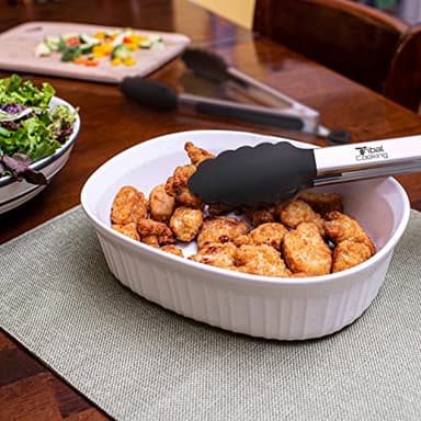 Tribal Cooking Kitchen Tongs with Silicone Tips - Stainless Steel tongs for cooking - 9" and 12" Tongs With Silicone Rubber Non Slip Grips, Heat Resistant Metal Tongs. - Image 7