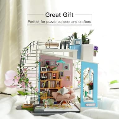 Rolife DIY Miniature House Kit Dora's Rooftop, Tiny House Kit for Adults to Build, Mini House Making Kit with Furnitures, Halloween/Christmas Decorations/Gifts for Family and Friends (Dora's Rooftop) - Image 4