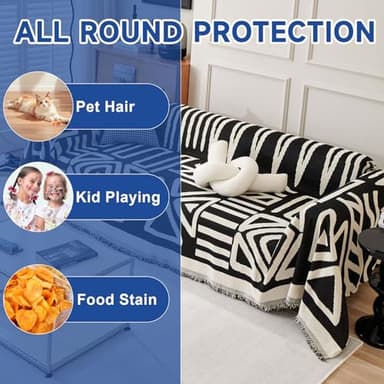 VClife Boho Couch Cover Chenille Couch Cover for 2 Cushion Couch, Dog Sofa Cover with Tassel Washable Loveseat Cover, Non Slip Couch Covers for Sectional Sofa Living Room Furniture Protector, 71x118 - Image 7