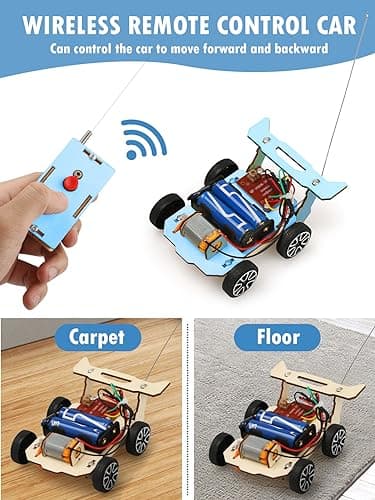 Poraxy 5 in 1 STEM Model Car Kits, STEM Projects for Kids, Boys Toys Age 8-10, 3D Wooden Puzzles, Crafts Educational Science Building Kit, Birthday Gifts for 8 9 10 11 12 Year Old Boys and Girls - Image 5