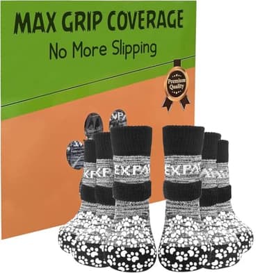 EXPAWLORER 6Pcs Anti-Slip Dog Socks to Prevent Licking Paws,Dog Shoes for Hot/Cold Pavement,Best Paw Protector Traction Control on Hardwood Floor,Dog Booties for Puppy Small Medium Large Senior Dogs - Image 1