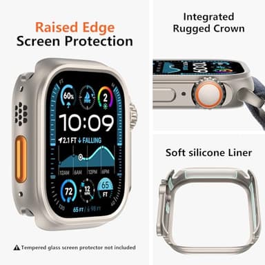 amBand Metal Case Compatible with Apple Watch Series 10 46mm, W1 Rugged Bumper Protector [Turn into Ultra 2/1 Look], Hard Frame with Back Cover Stylish Accessories for iWatch Men, Natural Titanium - Image 3