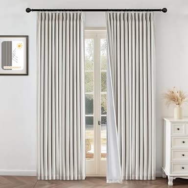 MYSKY HOME Linen Blackout Curtains 96 inches 2 Panels Set Pinch Pleated 100% Room Darkening for Living Room Bedroom Thermal Insulated Light Block Window Drapes Width 40", 2 PCs - Image 1
