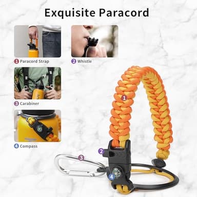 Trebo 40oz Water Bottle with 3 Lid and handle, Vacuum Insulated Stainless Steel Metal Outdoor Leakproof BPA-Free Flask, Keep Cold 48 Hours Water Jug, Best Gift for Men Women Holiday, Orange - Image 5