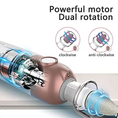 Professional Manicure Pedicure Kit, Electric Nail File Set, Cordless Electric Nail Drill Machine, 5 Speeds Hand Foot Care Tool for Nail Grind Trim Polish(White) - Image 7